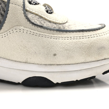 Chanel Fabric Suede Calfskin Womens CC Sneakers 37 Ivory Light Gray White Blue 9 of 11