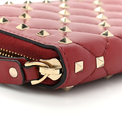 Valentino Garavani Nappa Rockstud Spike Zip Around Wallet Rubino 12 of 14