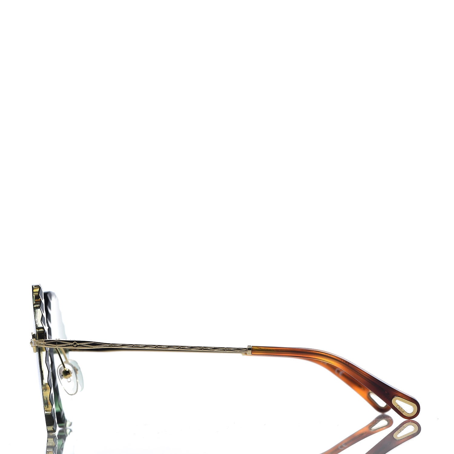 Chloe Rosie Bevelled Round Sunglasses CE142S Gold Gradient Green 3 of 7