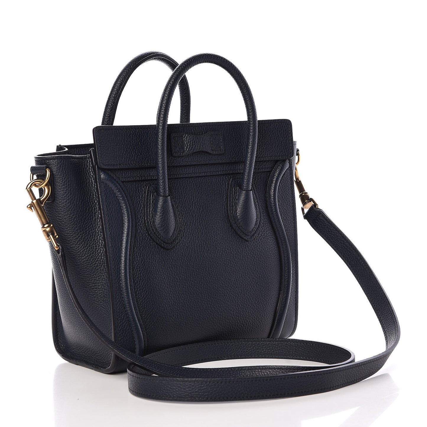 Drummed Calfskin Nano Luggage Midnight