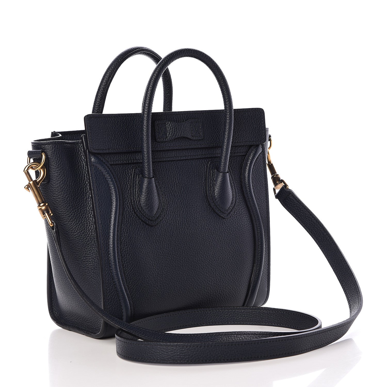 Celine Drummed Calfskin Nano Luggage Midnight 3 of 12