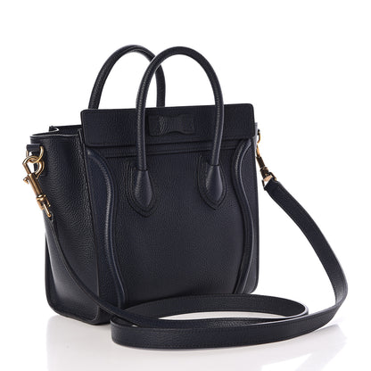Celine Drummed Calfskin Nano Luggage Midnight 3 of 12