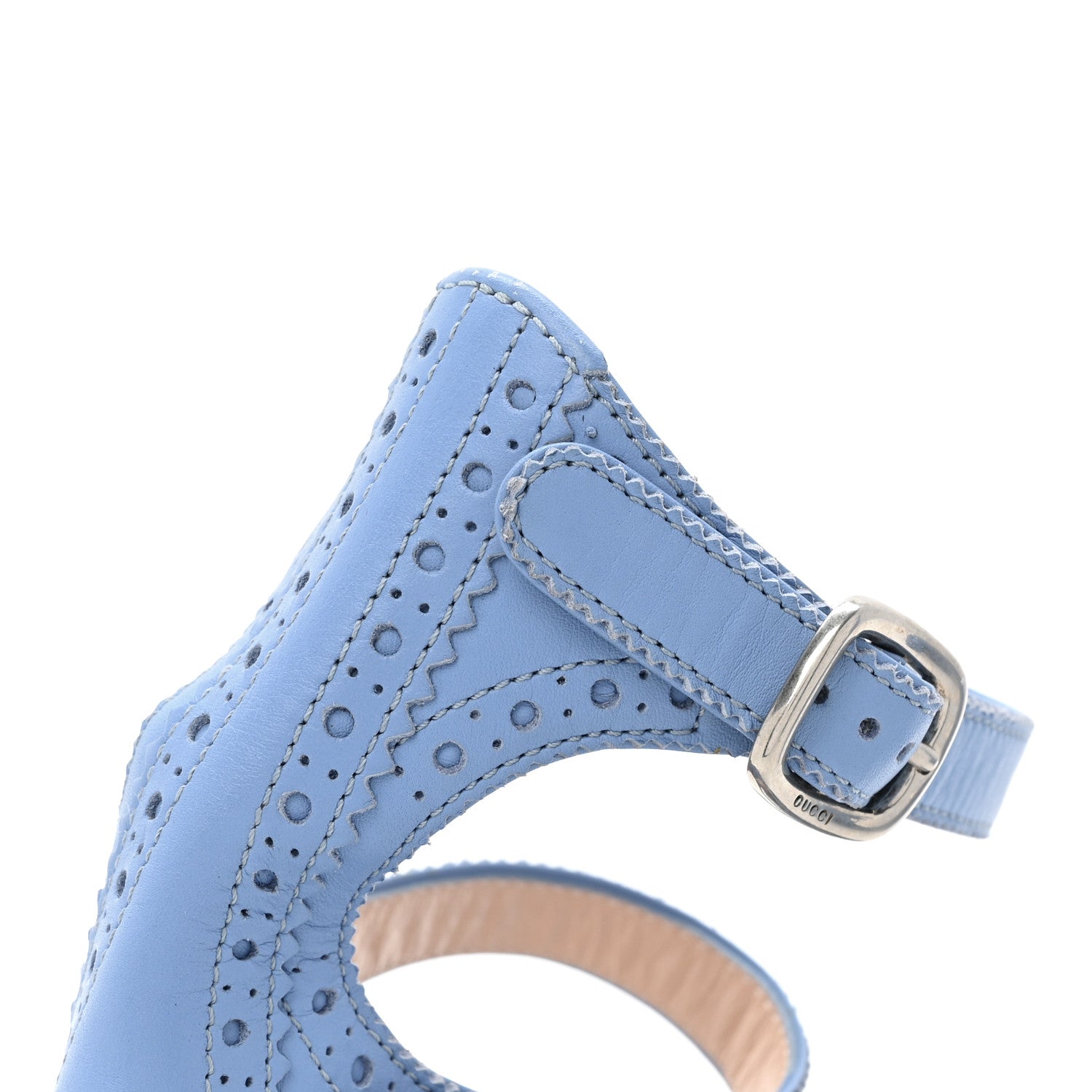 Gucci Calfskin Queercore Mid Calf Loafer Pumps 37 Sky Blue 12 of 13