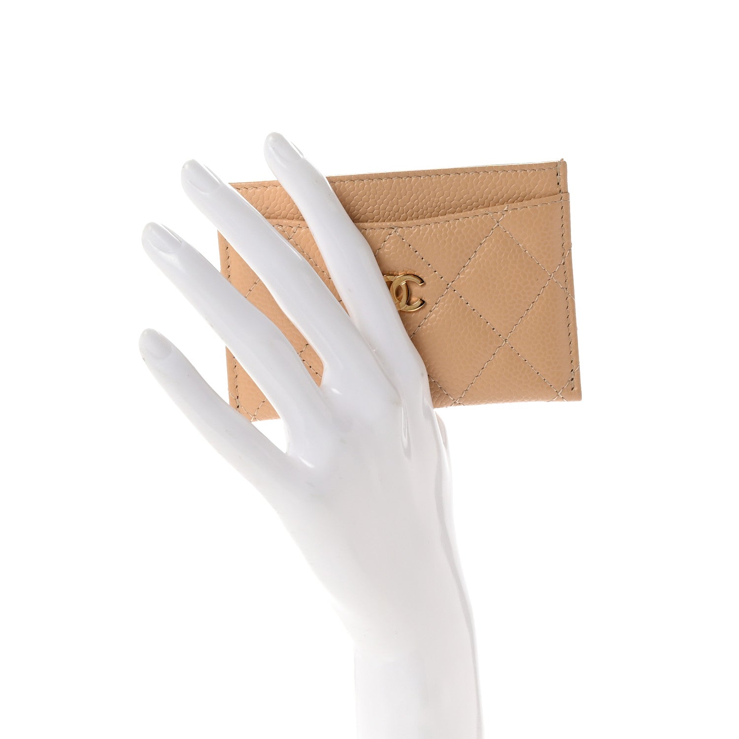 Chanel Caviar Quilted Card Holder Beige 2 of 8