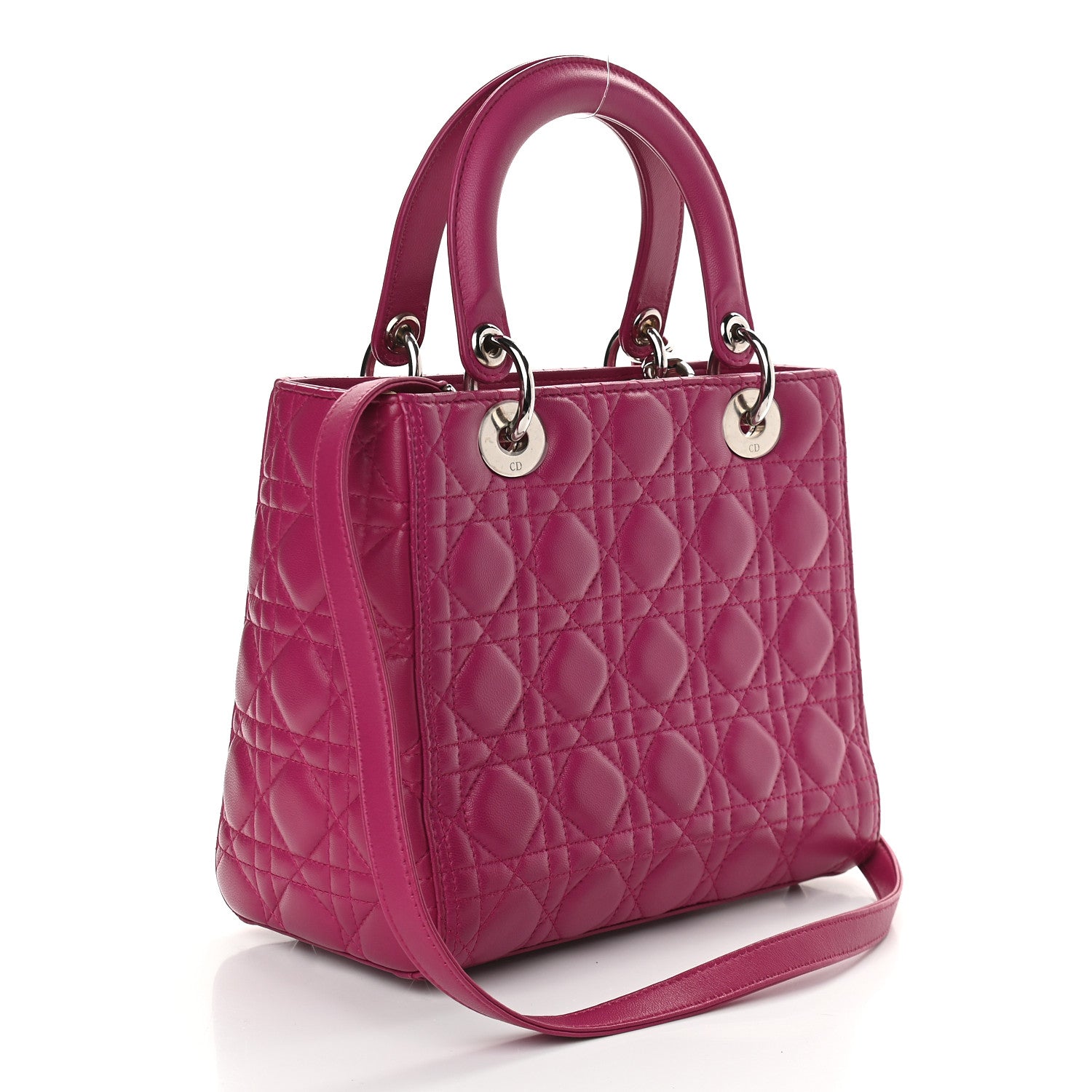 Christian Dior Lambskin Cannage Medium Lady Dior Fuchsia 3 of 9