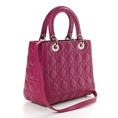 Christian Dior Lambskin Cannage Medium Lady Dior Fuchsia 3 of 9