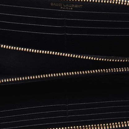 Saint Laurent Grained Calfskin Zip Around Wallet Black 10 of 32