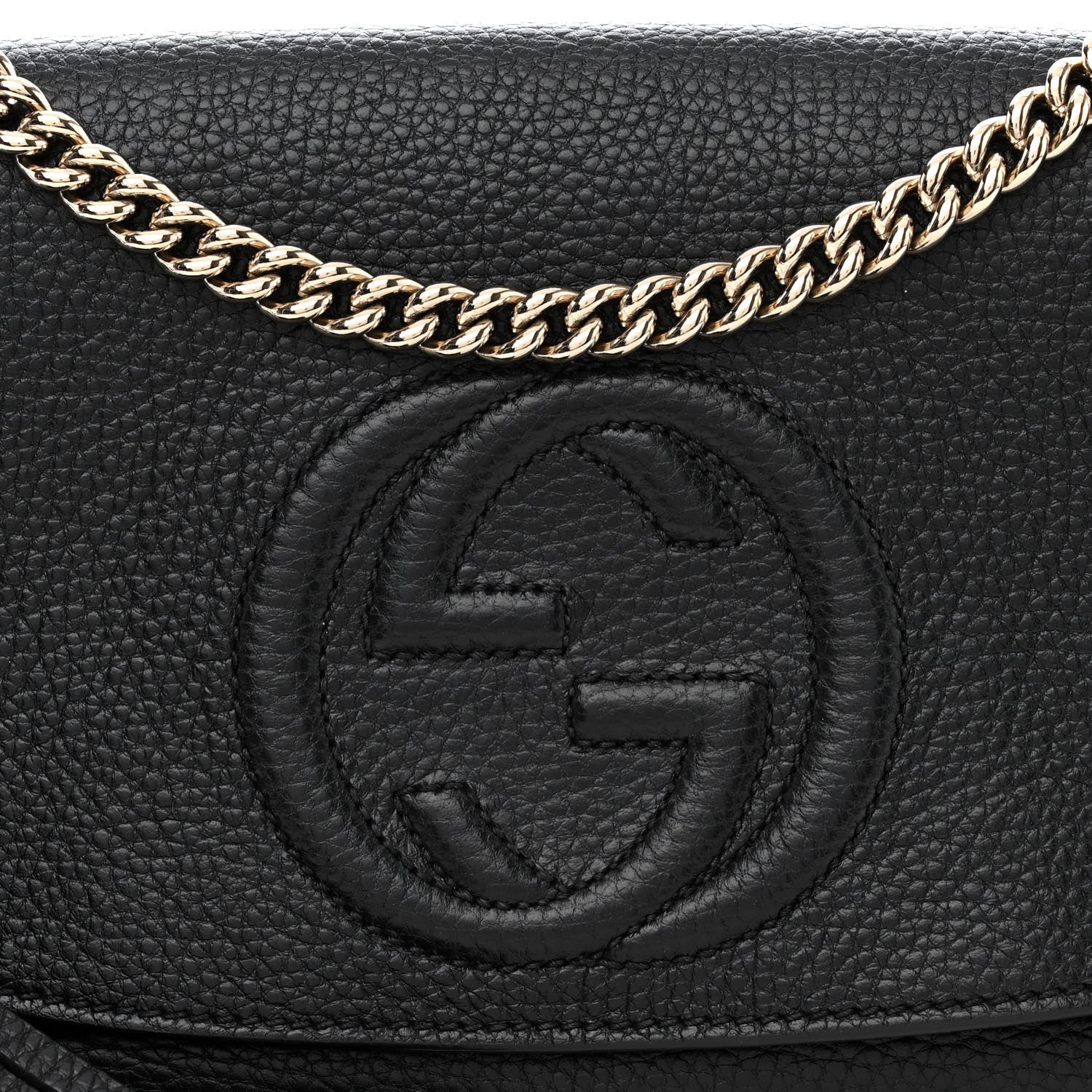 Gucci Pebbled Calfskin Medium Soho Flap Crossbody Black 8 of 10
