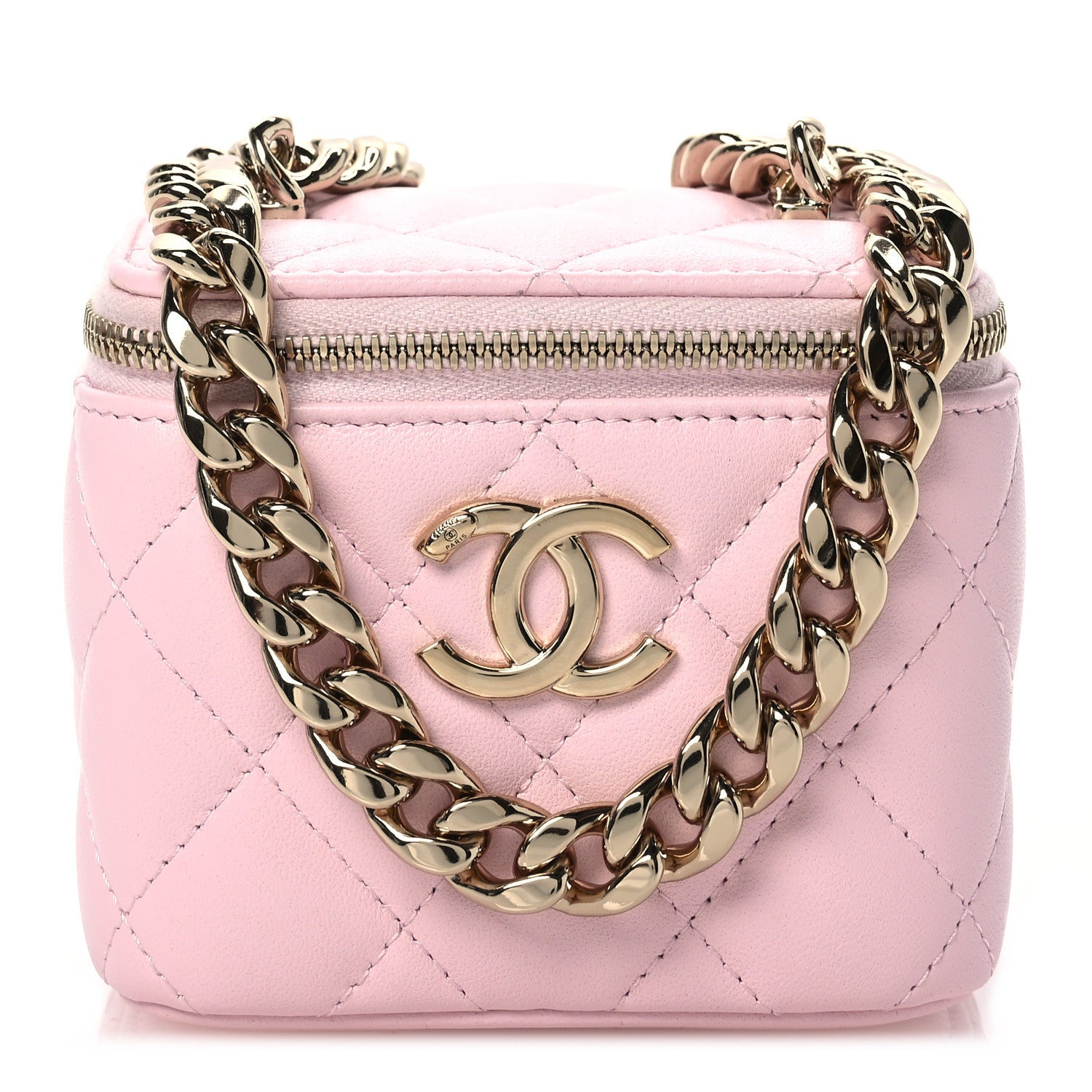 Chanel Lambskin Quilted Enamel Coco Mini Vanity Case With Chain Pink 1 of 10