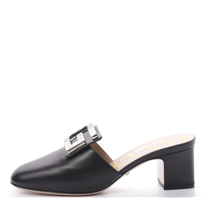 Gucci Malaga Kid Crystal Square G Madelyn Mules 36.5 Black 1 of 10