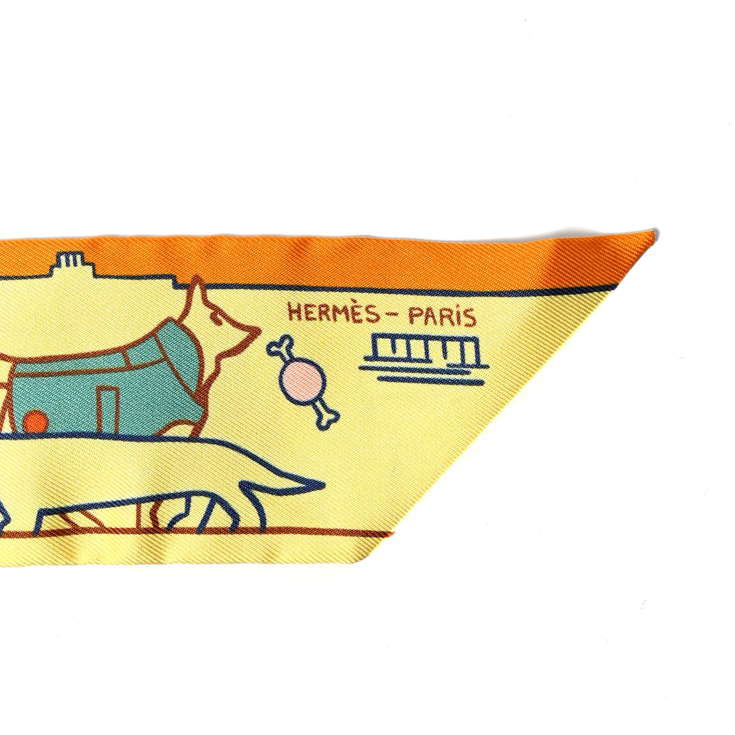 Silk Les Chiens Parisiens Twilly Jaune Orange Vert