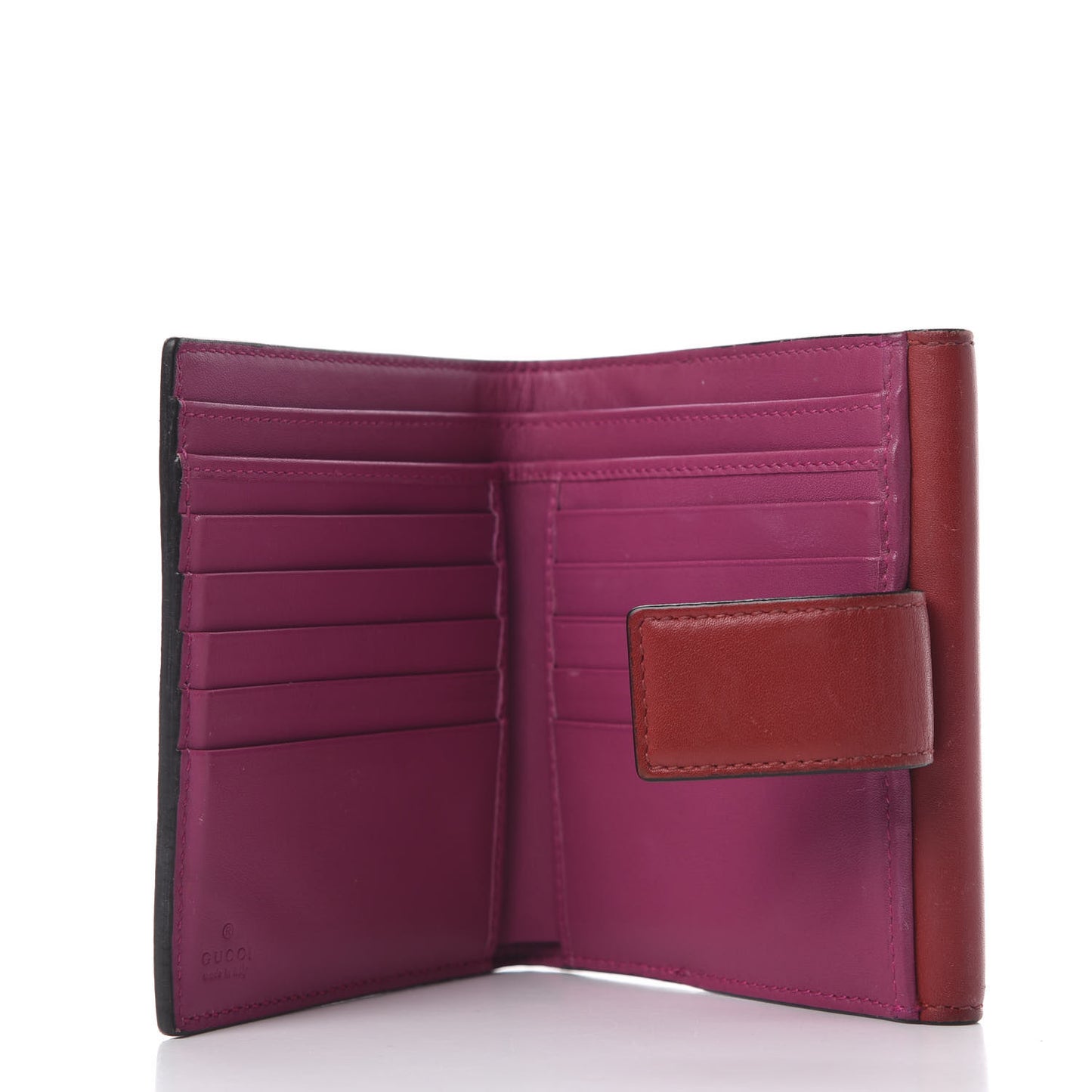 GG Supreme Monogram Calfskin French Flap Wallet Beige Ebony Hibiscus Red New Rosette