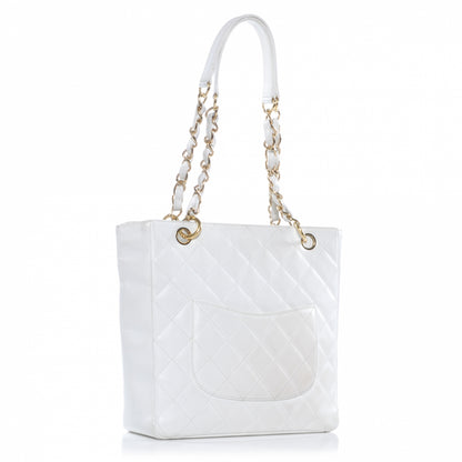 Chanel Caviar Petit Shopping Tote PST White 3 of 7