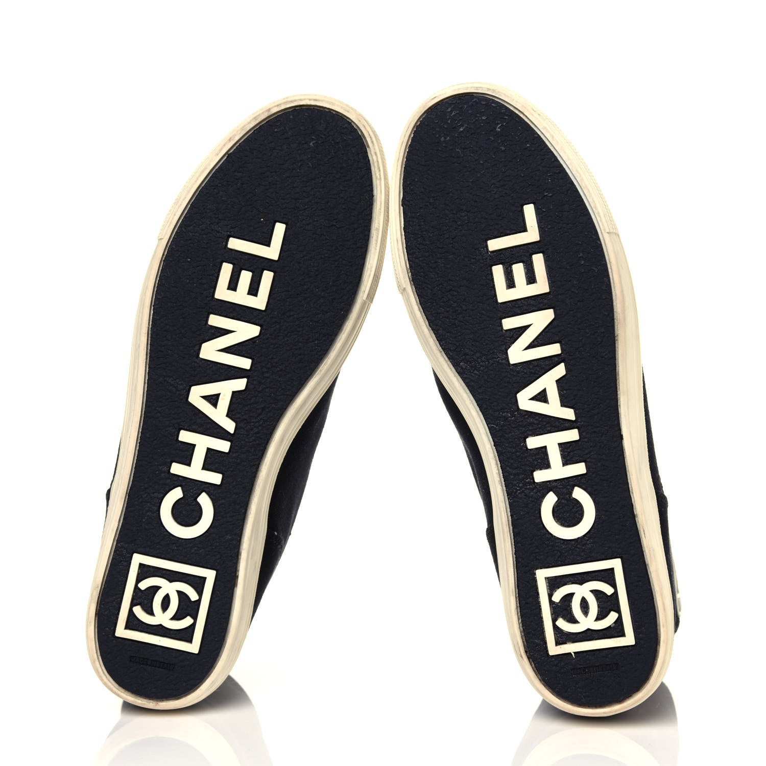 Chanel Canvas CC High Top Sneakers 38 Black White 5 of 6