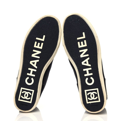 Chanel Canvas CC High Top Sneakers 38 Black White 5 of 6