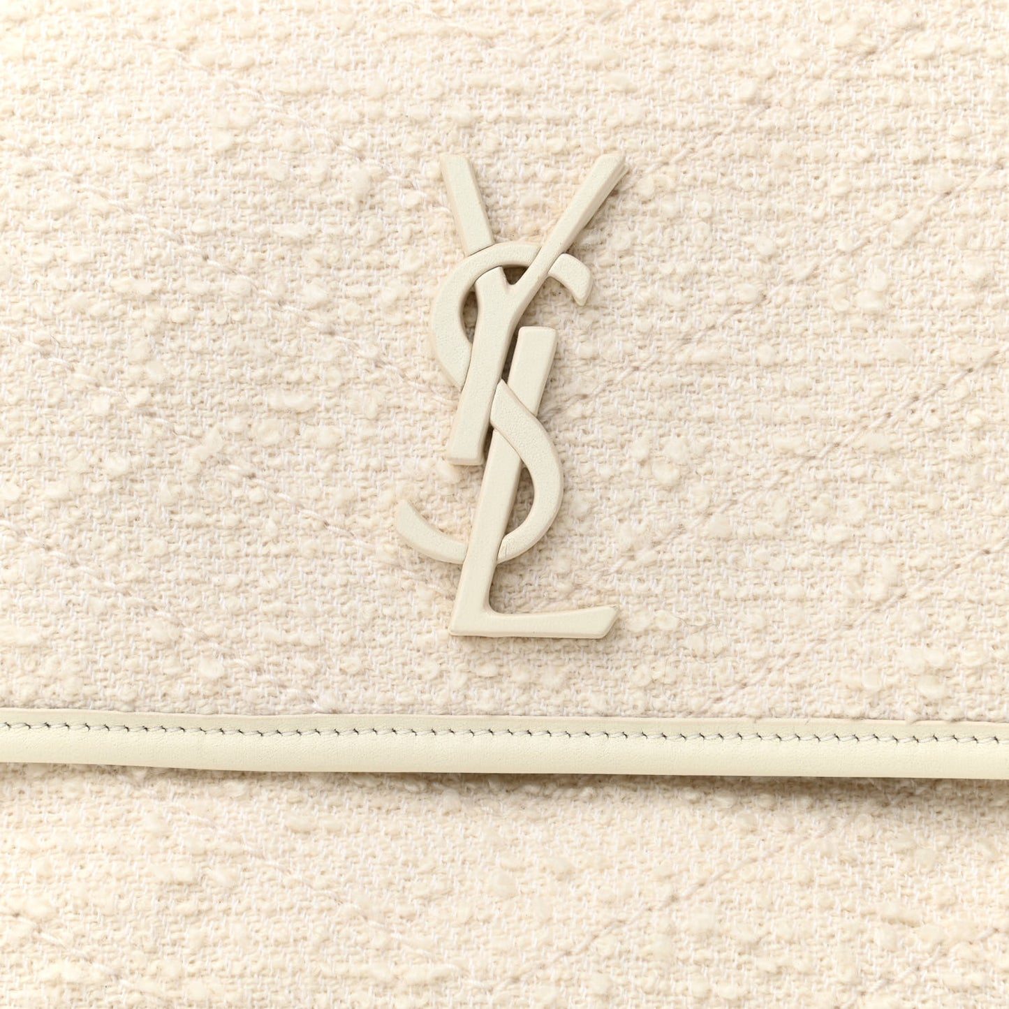 Tweed Calfskin Matelasse Monogram Medium Niki Chain Satchel Ivory