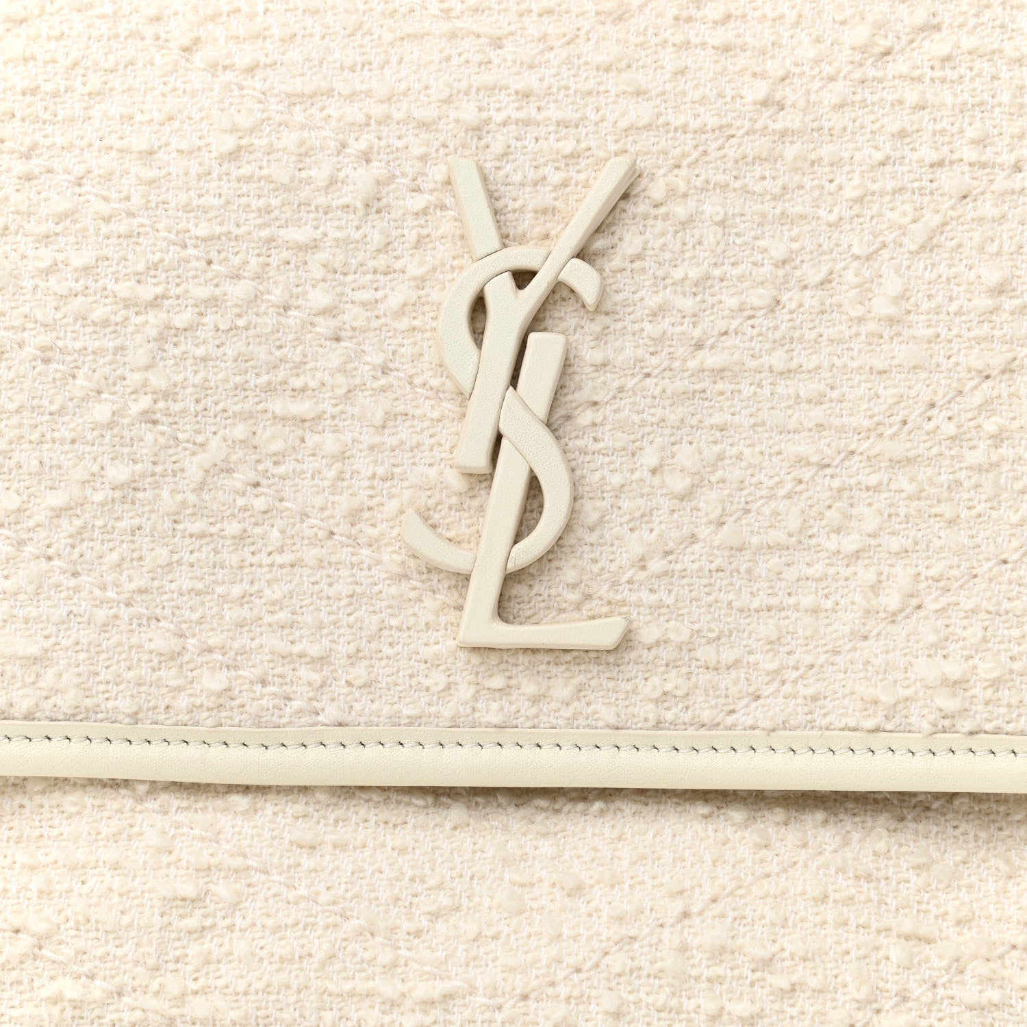 Saint Laurent Tweed Calfskin Matelasse Monogram Medium Niki Chain Satchel Ivory 9 of 11
