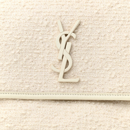 Saint Laurent Tweed Calfskin Matelasse Monogram Medium Niki Chain Satchel Ivory 9 of 11