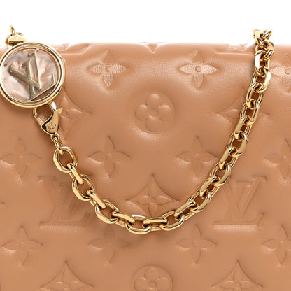 Louis Vuitton Lambskin Embossed Monogram Pochette Coussin Camel 7 of 10
