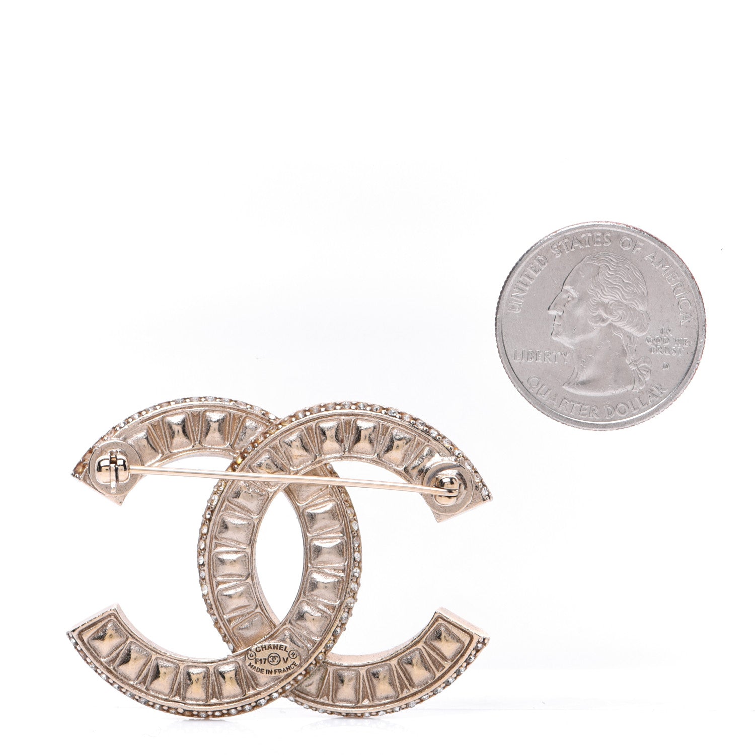 Chanel Baguette Crystal CC Brooch Gold 2 of 8