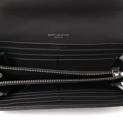 Saint Laurent Lambskin Y Quilted Monogram Large Loulou Flap Wallet Asphalt 5 of 8