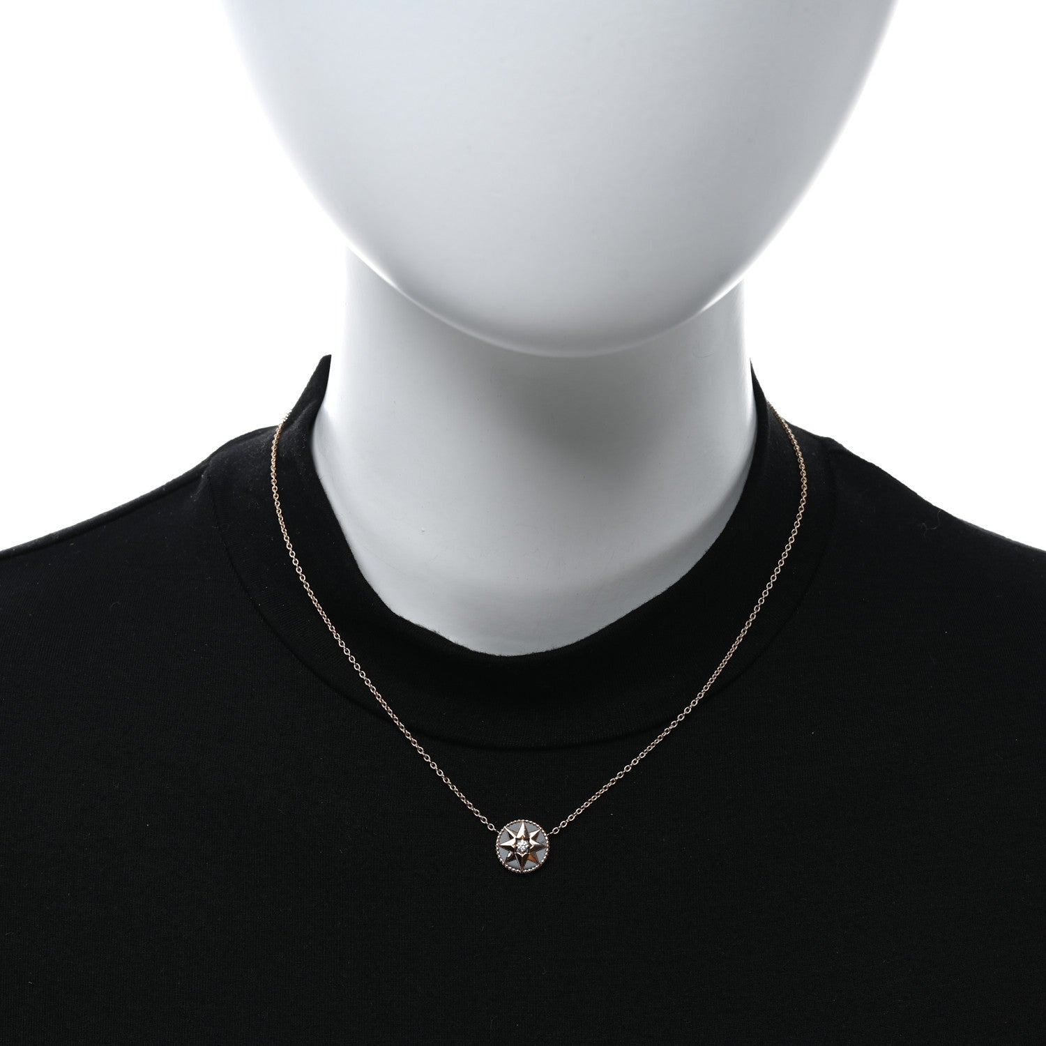 Christian Dior 18K Rose Gold Diamond Black Onyx Rose Des Vents Necklace 3 of 4