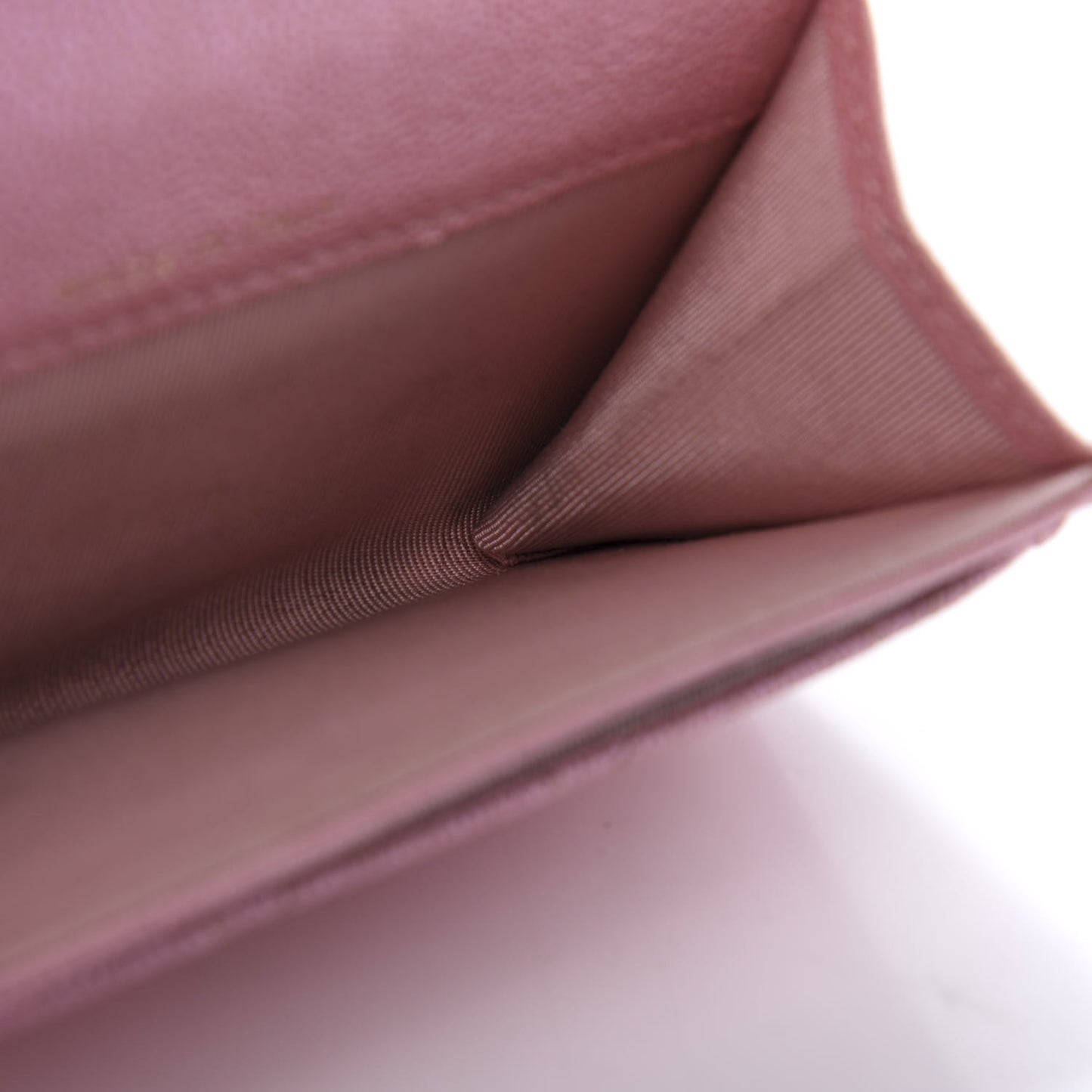 Iridescent Caviar Quilted Flap Card Holder Rose Pink