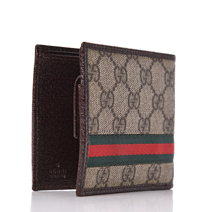 Gucci GG Supreme Monogram Web Bi-Fold Wallet Dark Brown 3 of 6