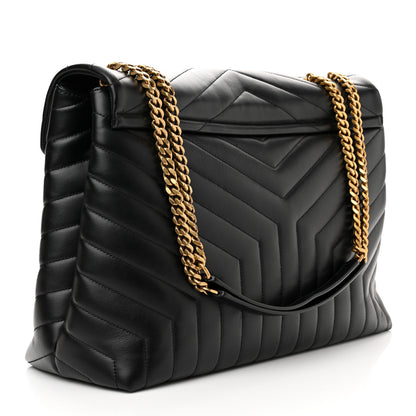 Saint Laurent Calfskin Y Quilted Monogram Large Loulou Chain Satchel Black 3 of 12