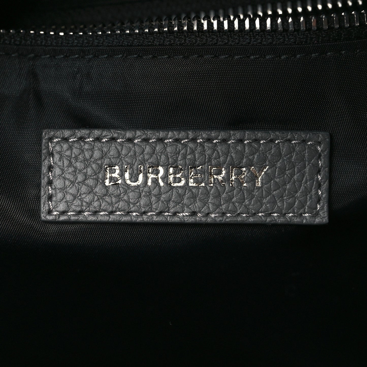 Calfskin Logo Embossed Backpack Charcoal Grey