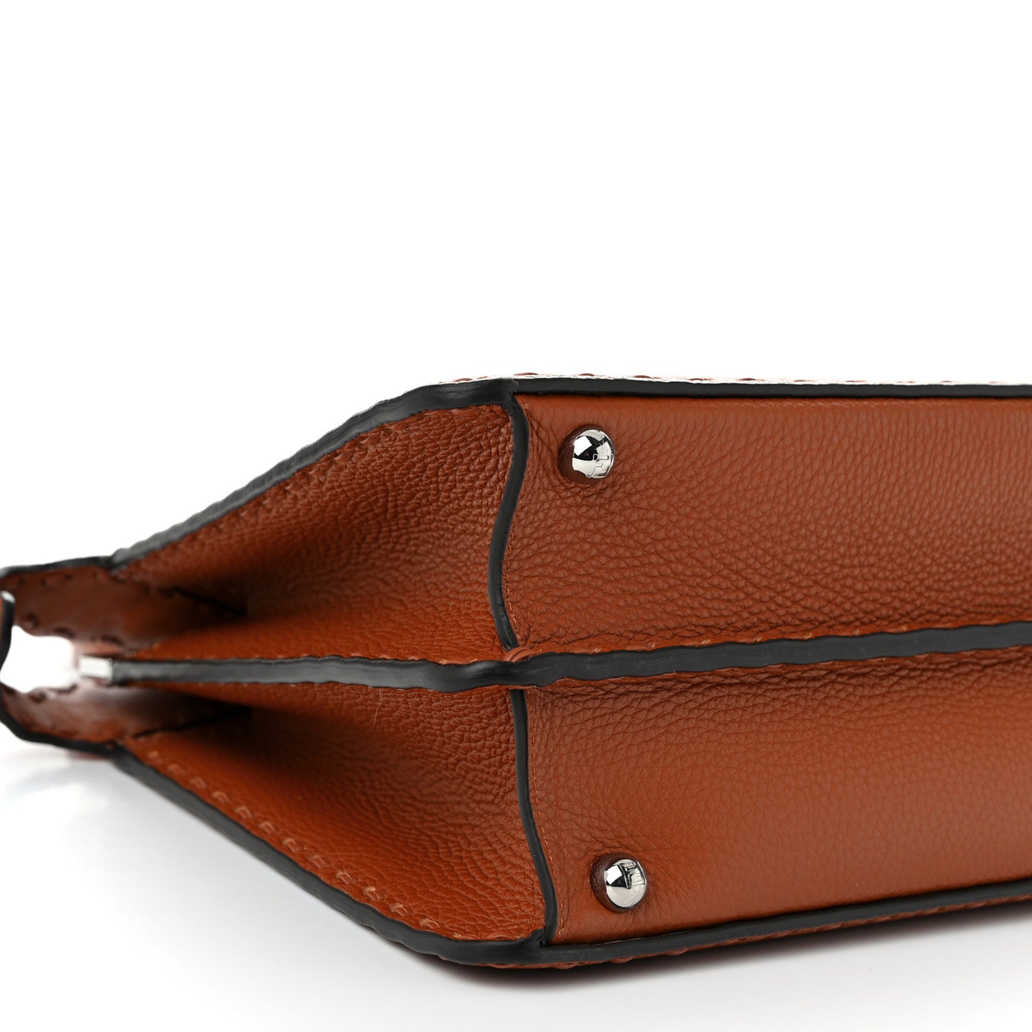 Cuoio Roma Sellerissima Nappa Sintetica Tape Stitch Medium Peekaboo I SEE U Satchel Brandy