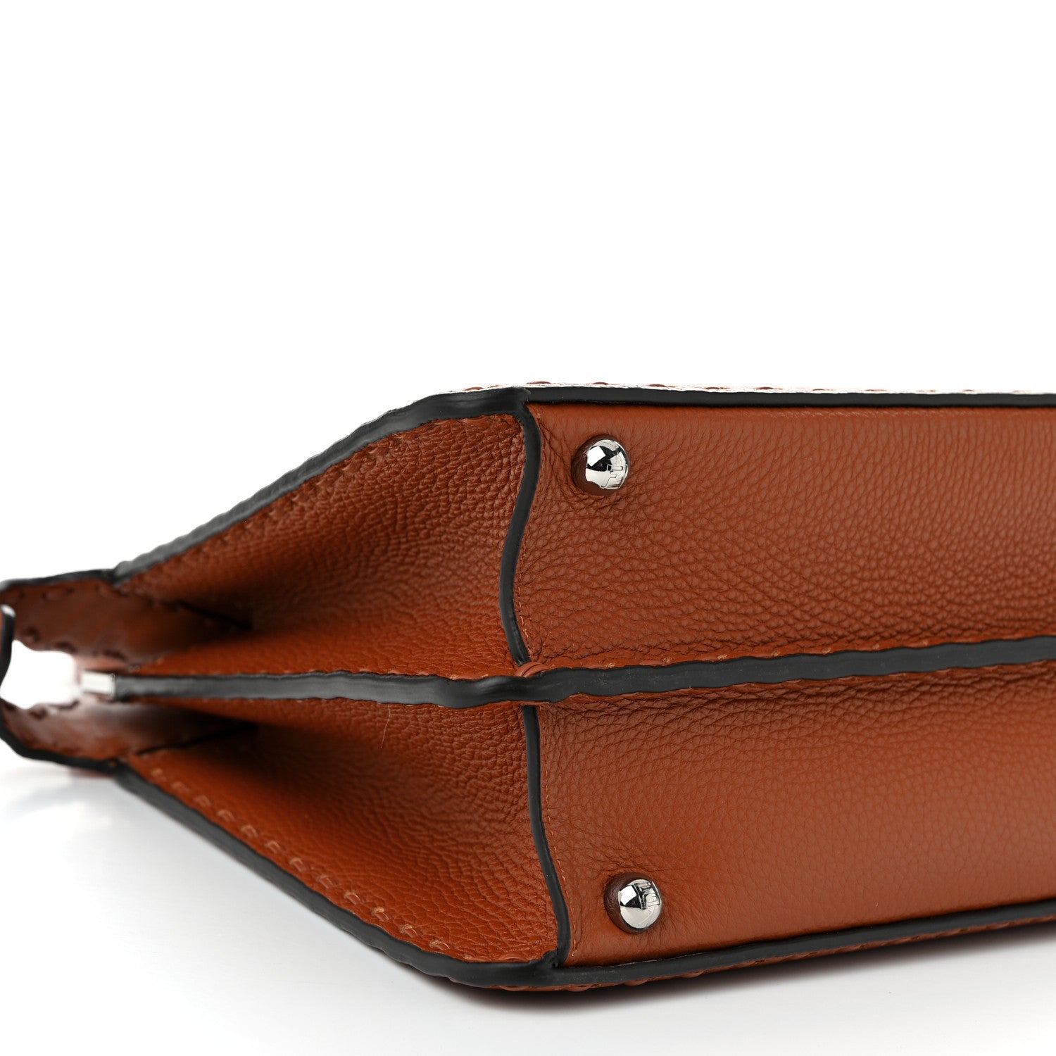 Fendi Cuoio Roma Sellerissima Nappa Sintetica Tape Stitch Medium Peekaboo I SEE U Satchel Brandy 9 of 10