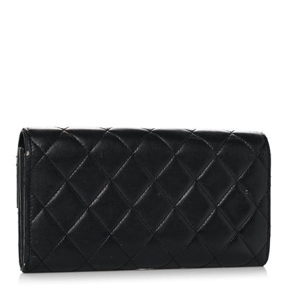 Chanel Lambskin Quilted Long Flap Wallet Black 3 of 12