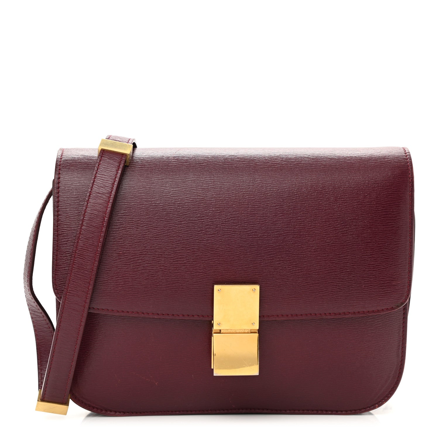 Celine Liege Calfskin Medium Classic Box Flap Bag Burgundy 1 of 9