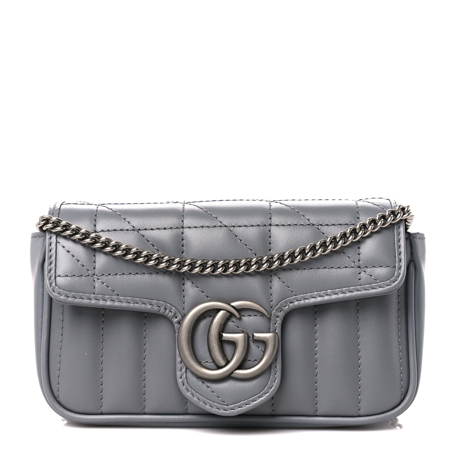Calfskin Matelasse Aria Super Mini GG Marmont Shoulder Bag Deep Grey
