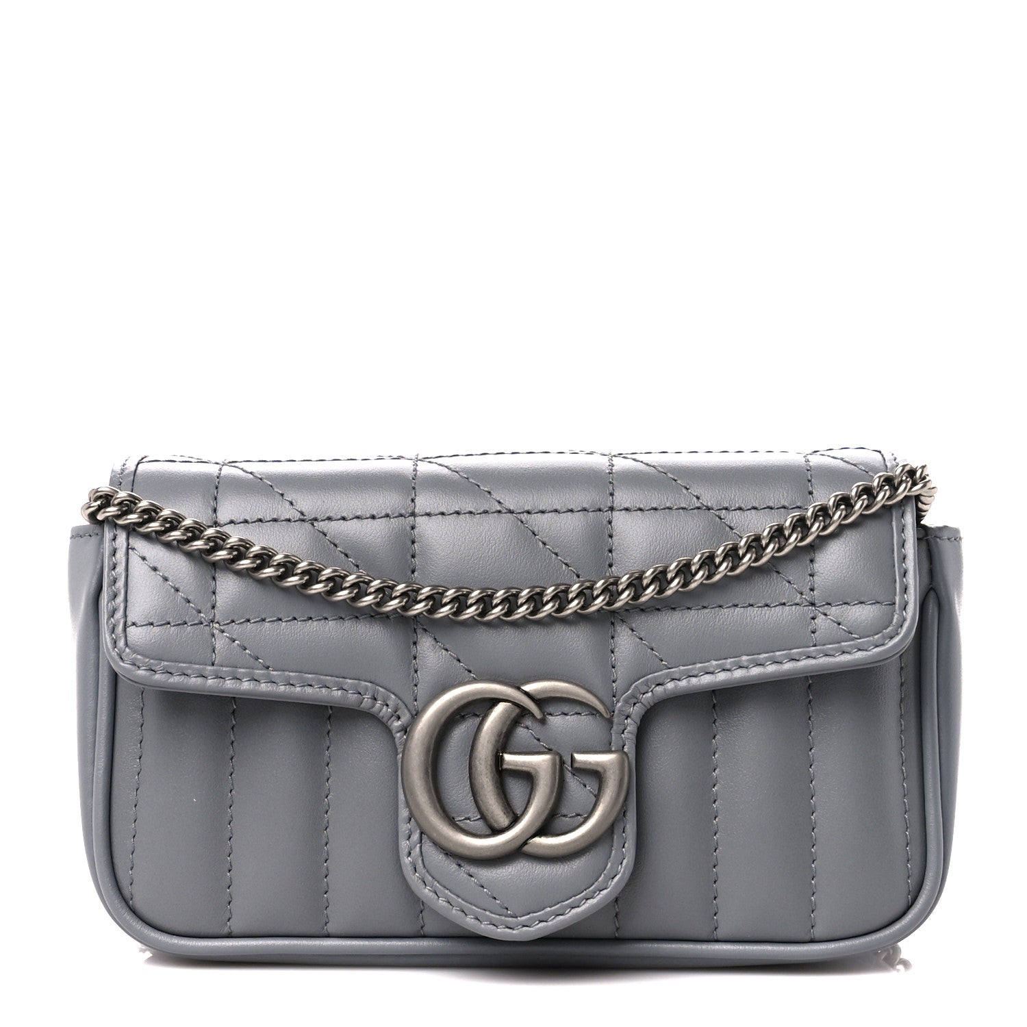 Gucci Calfskin Matelasse Aria Super Mini GG Marmont Shoulder Bag Deep Grey 1 of 10
