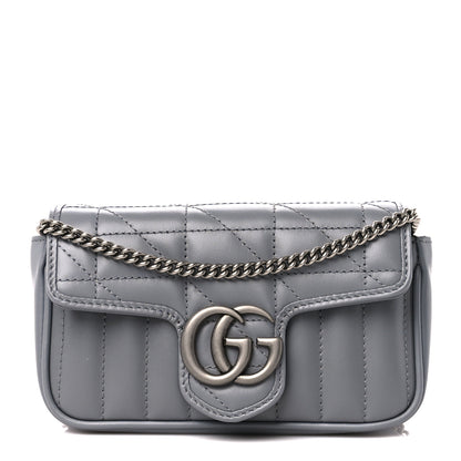 Gucci Calfskin Matelasse Aria Super Mini GG Marmont Shoulder Bag Deep Grey 1 of 10