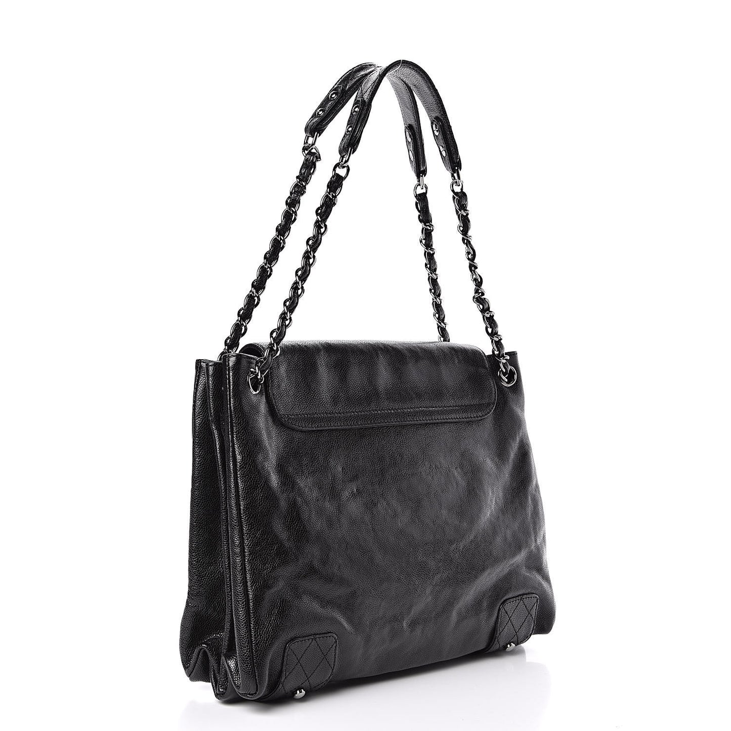 Glazed Caviar Pocket In The City Tote Black