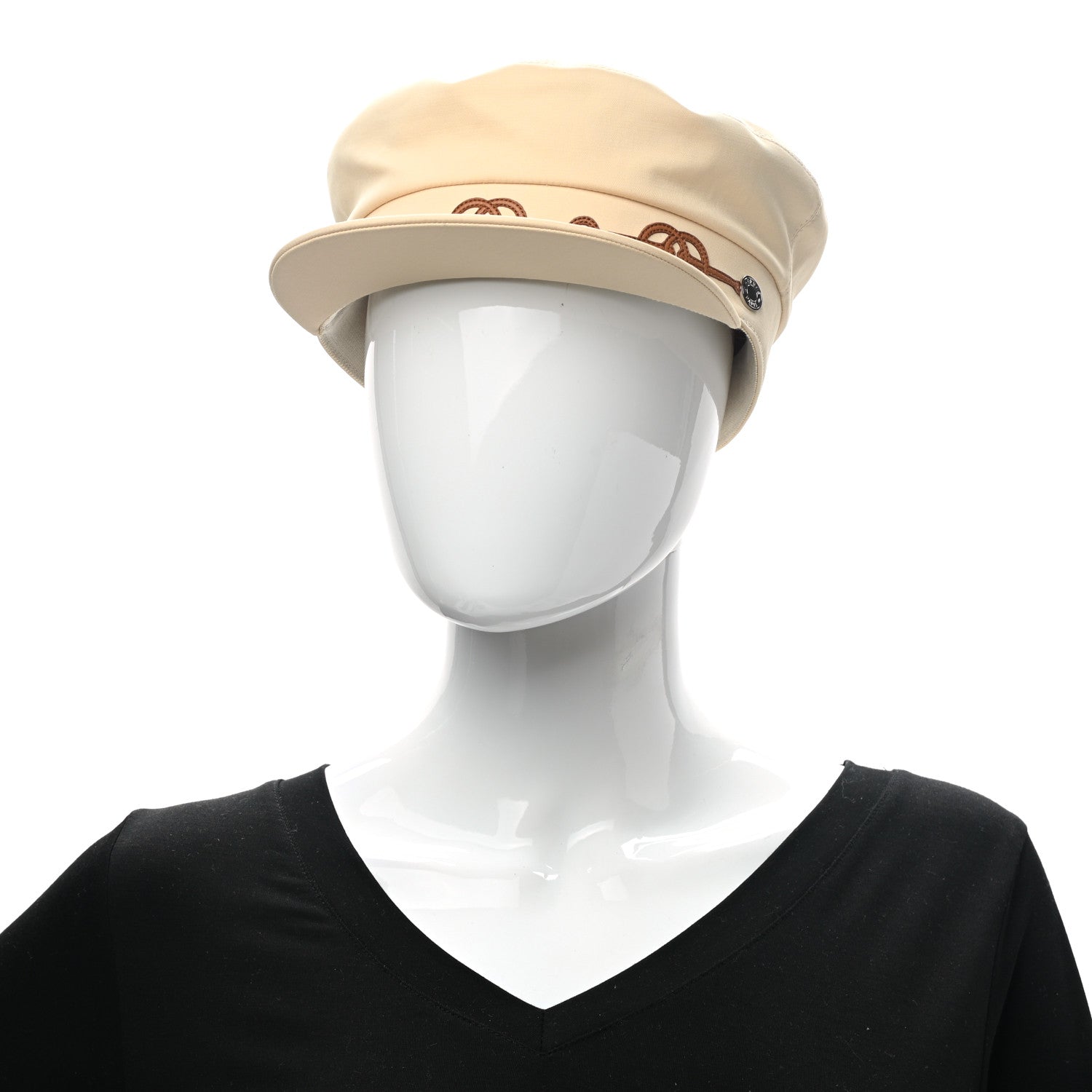 Hermes Double Linen Twill Casquette Cabourg Cliquetis Cap 58 White Creme 2 of 7