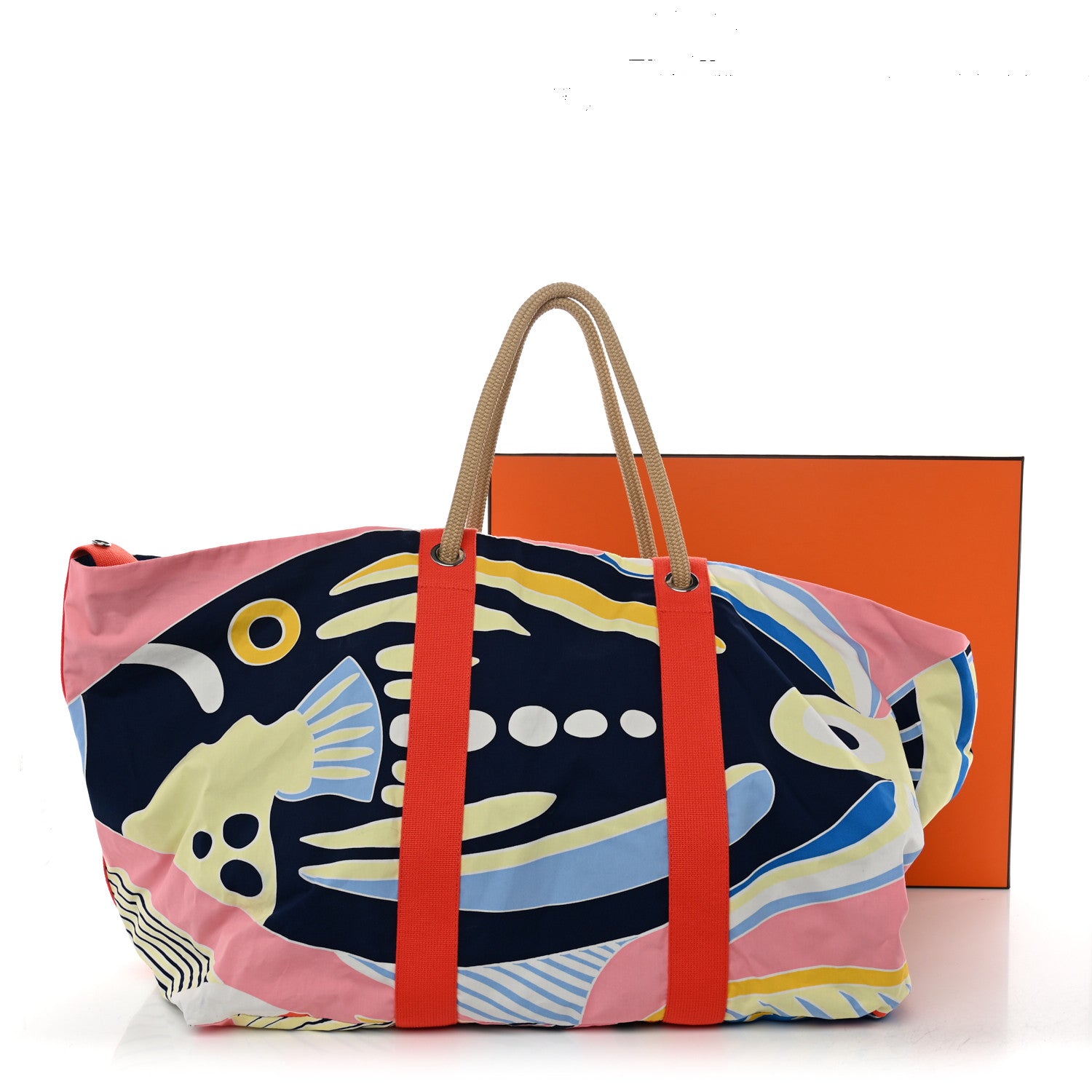 Hermes Cotton Traffic Jam Beach Bag Marine Rose 11 of 11