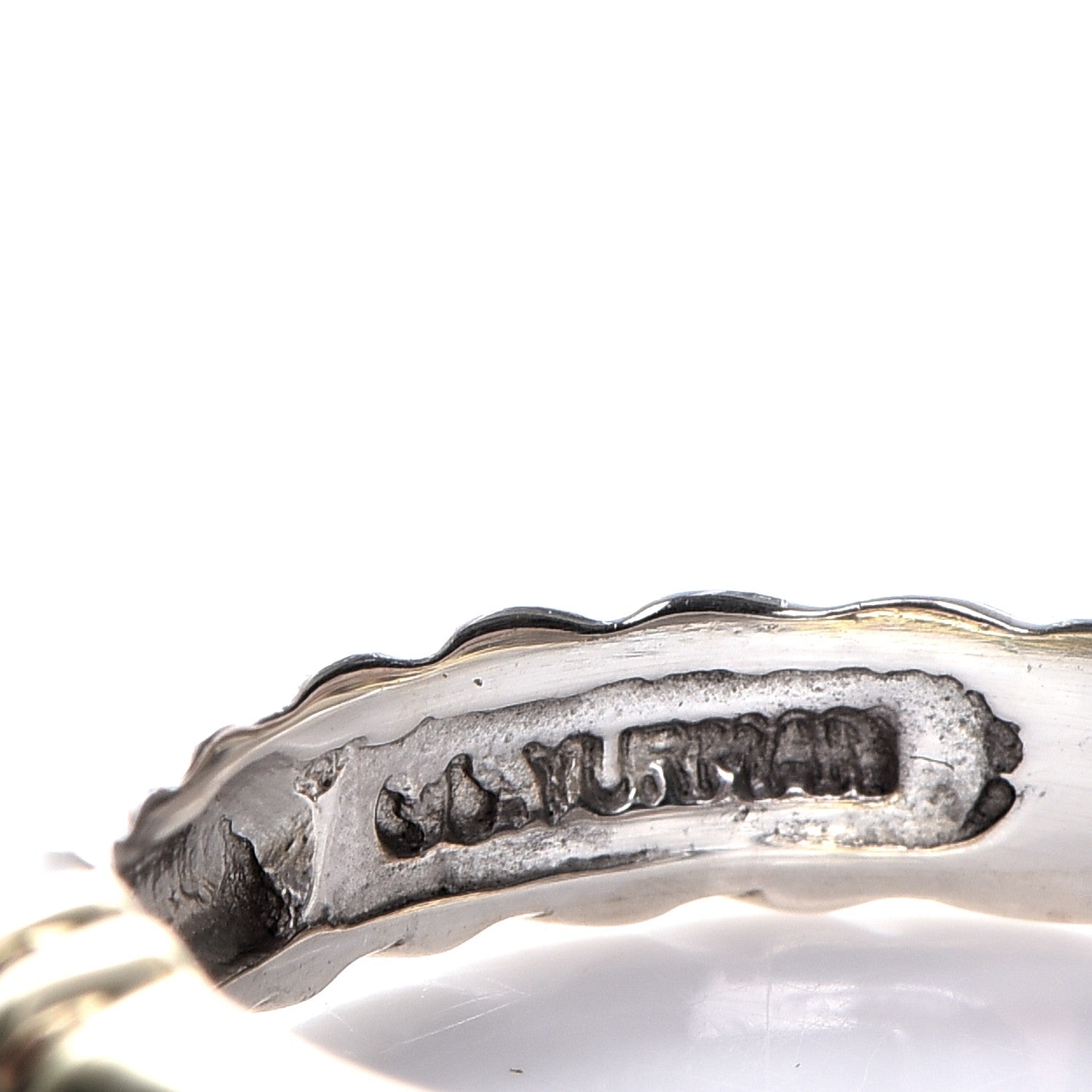 David Yurman Sterling Silver 14K Yellow Gold 3 Diamond Metro Cable Ring 50 5.5 5 of 6