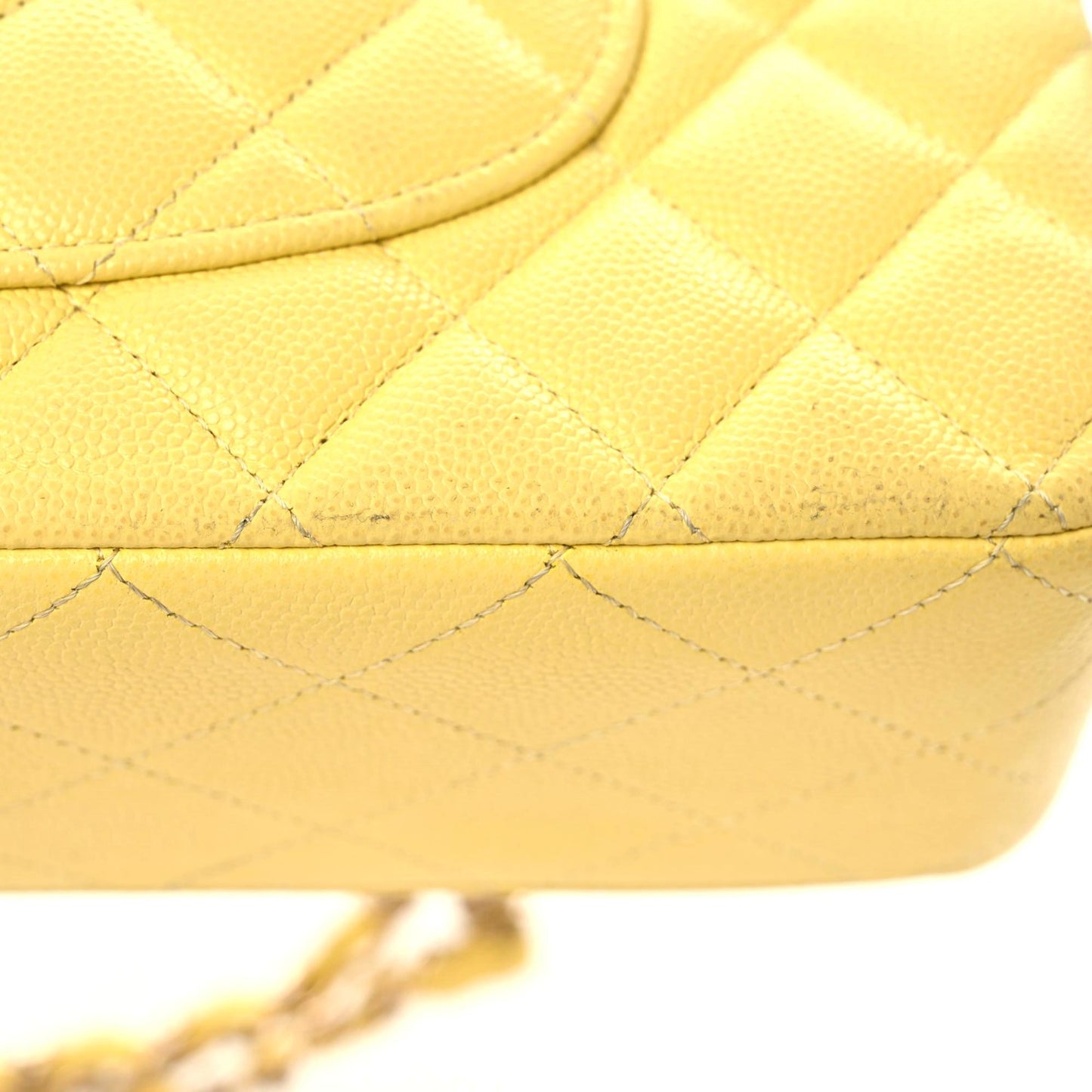 Caviar Quilted Medium Double Flap Yellow