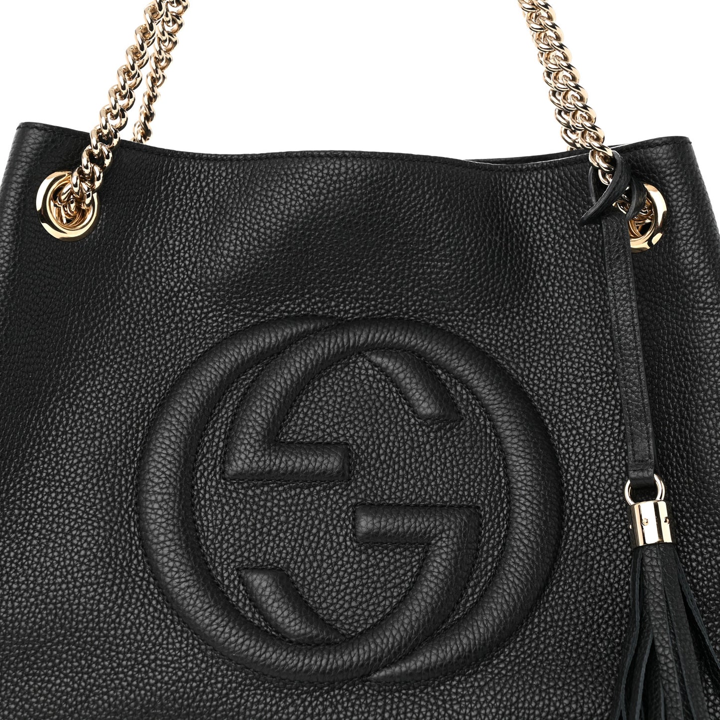 Pebbled Calfskin Medium Soho Chain Shoulder Bag Black