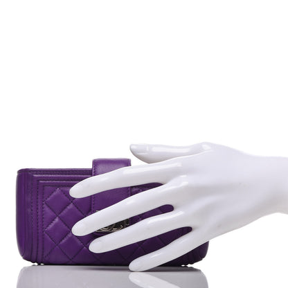 Chanel Lambskin Quilted Mini Boy Phone Holder Clutch Purple 2 of 10