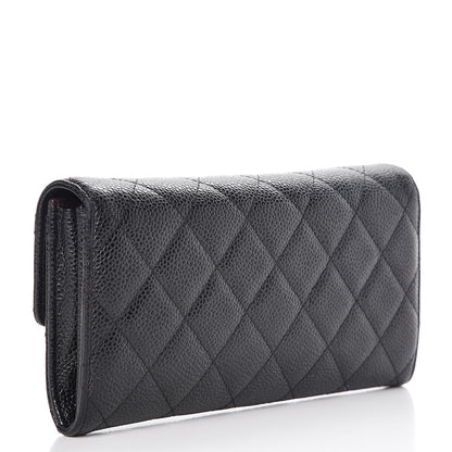 Chanel Caviar Quilted Large Gusset Flap Wallet Black 3 of 9