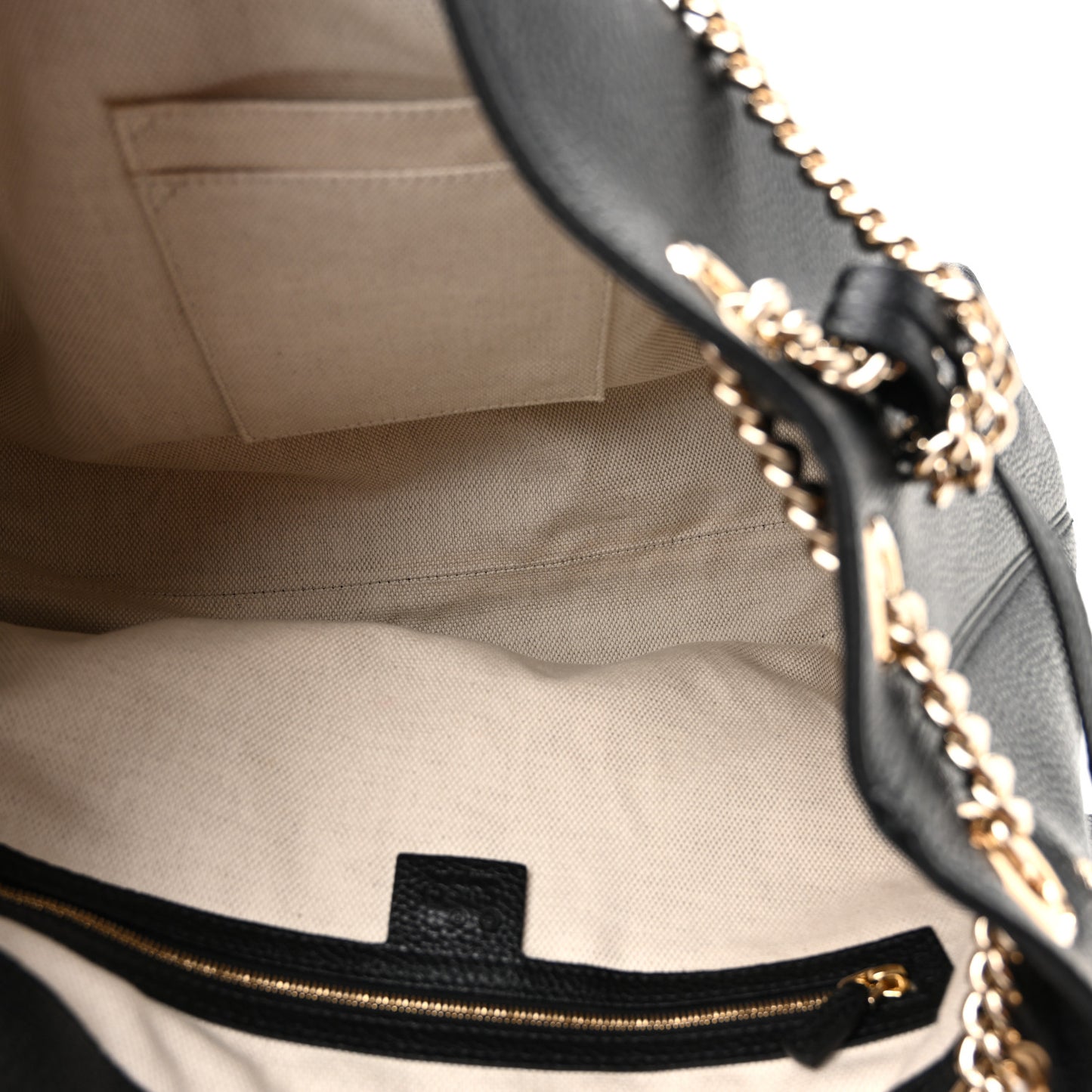 Pebbled Calfskin Medium Soho Chain Shoulder Bag Black