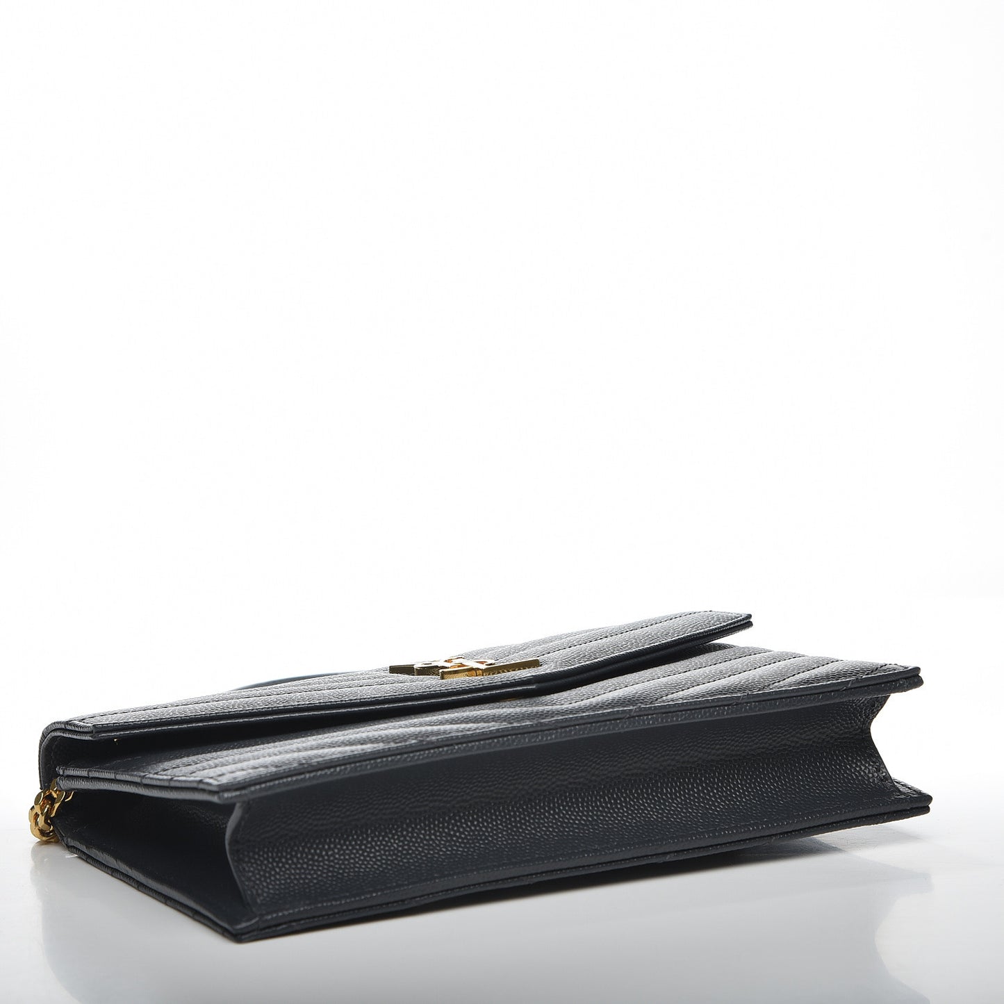 Grain De Poudre Matelasse Chevron Monogram Envelope Chain Wallet Dark Smog