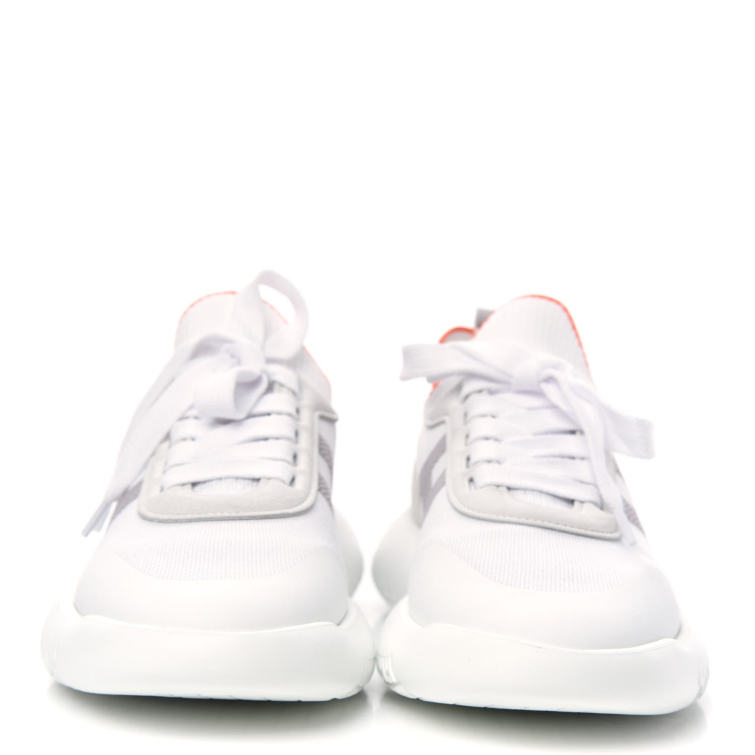 Hermes Knit Suede Goatskin Womens Crew Sneakers 38 White Gris 2 of 8