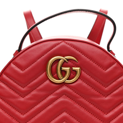 Gucci Calfskin Matelasse GG Marmont Dome Backpack Hibiscus Red 8 of 12