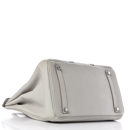 Hermes Taurillon Clemence Lizard Club Birkin 35 Gris Perle White Mykonos 6 of 39